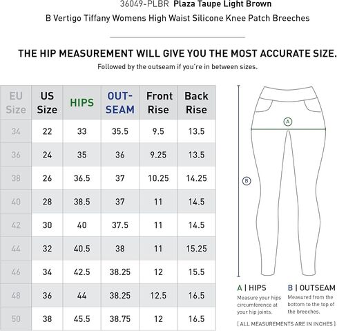 B Vertigo Tiffany Womens High Waist Silicone Knee Patch Breeches in Saudi Arabia