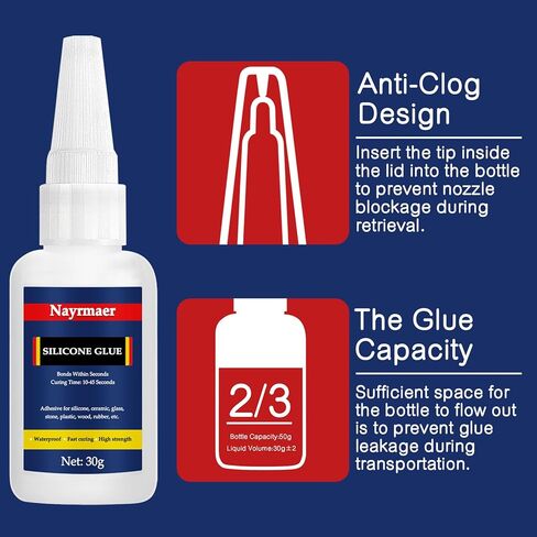 Silicone Glue, 30g Glue for Silicone, Instant Glue for Silicone to Silicone, Super Glue Clear for Silicone, Liquid Silicone, TPE, CAR, TPU, TPR in Kuwait