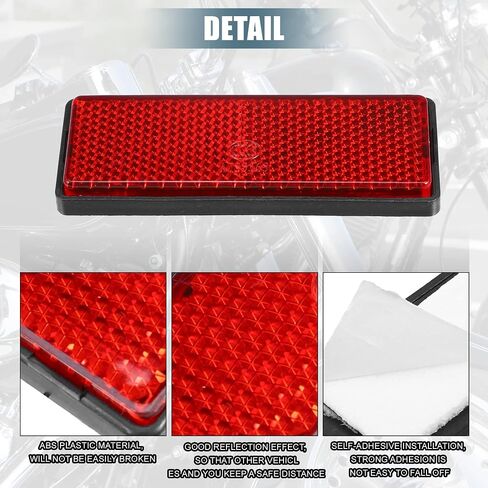 X AUTOHAUX 8 Pcs Rectangular Stick-on Safety Spoke Reflective Self Adhesive Reflector for Gate Posts Cars Trailer Motorcycle Bicycle Bike 87mm Length Red in Saudi Arabia