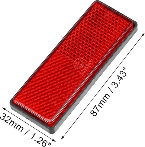 X AUTOHAUX 8 Pcs Rectangular Stick-on Safety Spoke Reflective Self Adhesive Reflector for Gate Posts Cars Trailer Motorcycle Bicycle Bike 87mm Length Red in Saudi Arabia