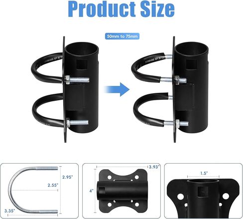 Mounting Kit for Starlink,Antenna Pole Mount Bracket for Starlink,U-Bolt Pipe Adapter Used for RVs, Yachts and Railings (1Set) in Kuwait