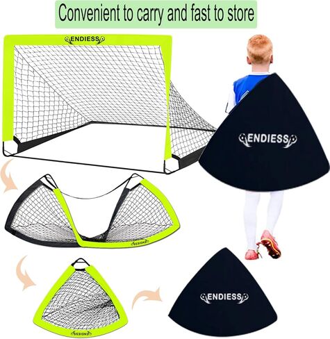 أهداف كرة القدم الرياضية للأطفال، مجموعة شبكة أهداف كرة القدم القابلة للطي، شبكة محمولة لممارسة كرة القدم - مثالية لألعاب الفناء الخلفي. in Kuwait