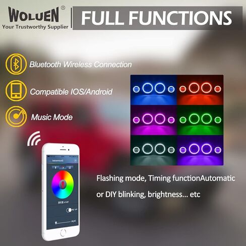 WOLUEN For Je ep JL RGB Halo المصابيح الأمامية ومصابيح الضباب - مصابيح أمامية LED RGB هالو فائقة السطوع 9 بوصة، ضباب RGB 4 بوصة لـ 2018-2023+ Wrangler JL Sahara Rubicon 2020-2023+ Gladiator JT in Saudi Arabia