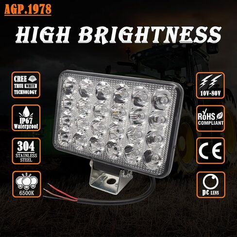 AGP.1978 Trator Work Light 48W 6.6In 3840Lms Excavator Flood Light Offroad Lighting fits Farm Tractor Engineer Truck, 12/24V/48V Forklift Off Road Lights (1) in Saudi Arabia