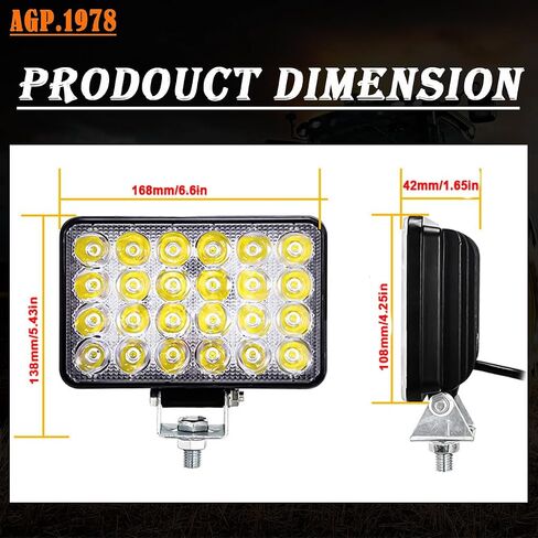 AGP.1978 Trator Work Light 48W 6.6In 3840Lms Excavator Flood Light Offroad Lighting fits Farm Tractor Engineer Truck, 12/24V/48V Forklift Off Road Lights (1) in Saudi Arabia