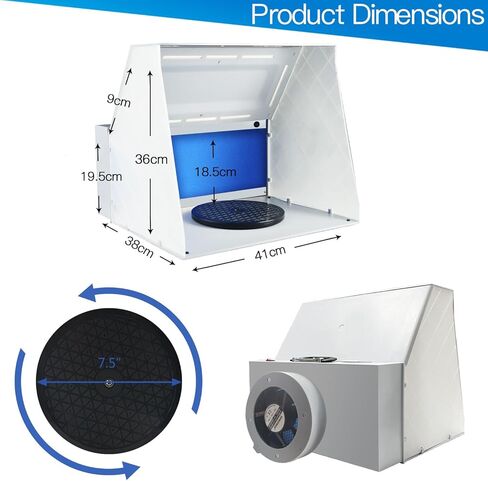 HUBEST البخاخة رذاذ بندقية الطلاء كشك عدة، كشك الطلاء مع مروحة قوية، مرشح طبقة 2، 7.5 "طاولات بدوره لنموذج اللوحة الحرفية هواية DIY مسمار نموذج أجزاء in Kuwait