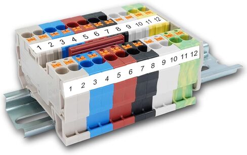 مجموعة Dinkle DP4N DIN للسكك الحديدية 600 فولت 30 أمبير، موصل موصل سلكي، تصميم دفع سريع لكابل الأسلاك، العرض: 6.1 مم، مستخدم لإدارة الألوان مع 2 * تأريض in Kuwait