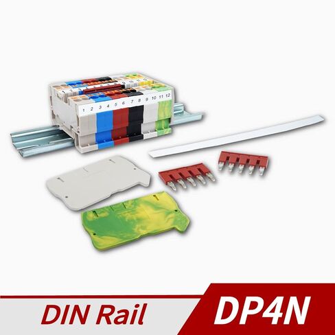 مجموعة Dinkle DP4N DIN للسكك الحديدية 600 فولت 30 أمبير، موصل موصل سلكي، تصميم دفع سريع لكابل الأسلاك، العرض: 6.1 مم، مستخدم لإدارة الألوان مع 2 * تأريض in Kuwait