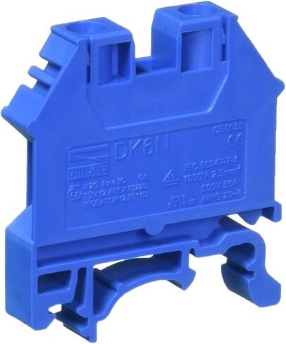 Dinkle DK6N-BL Blue DIN محطة السكك الحديدية نوع المسمار UL 600V 50A 8-20AWG، حزمة من 100 in Saudi Arabia
