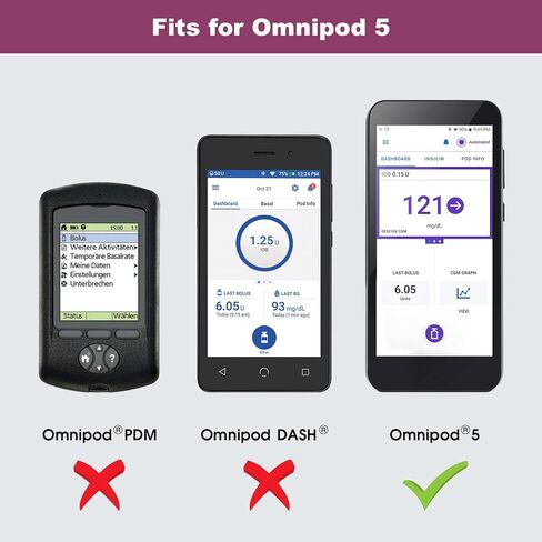 حافظة واقية من جلد البولي يوريثان من MEDMAX لجهاز Omnipod 5، حقيبة حمل واقية خفيفة الوزن لتخزين مرضى السكري لجهاز Omnipod 5 (أرجواني) in Kuwait