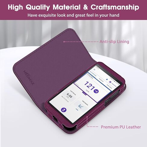 حافظة واقية من جلد البولي يوريثان من MEDMAX لجهاز Omnipod 5، حقيبة حمل واقية خفيفة الوزن لتخزين مرضى السكري لجهاز Omnipod 5 (أرجواني) in Kuwait