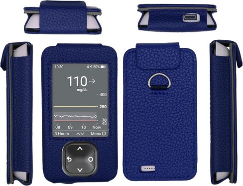 SNK Dexcom G7 / G6 حافظة جلدية مزودة بجهاز استقبال مع واقي شاشة وحبل (أسود) in Saudi Arabia