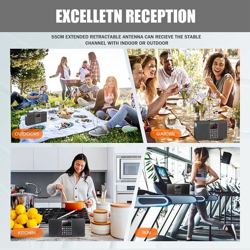Leting Portable Radio with Bluetooth Speakers,Radios Porable AM FM Radio with 2 * 3W Stereo Speakers,Rechargeable Battery Operated Portabe Radio,Alarm Clock&Flashlight,Tape C& AM FM Radio (Gray) in Saudi Arabia