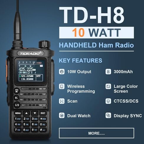 (الجيل الثاني) راديو TIDRADIO TD-H8 Ham راديو بقوة 10 وات ثنائي النطاق ثنائي الاتجاه، قابل للبرمجة عبر التطبيق، أجهزة اتصال لاسلكية طويلة المدى كاملة مع بطارية كبيرة 2500 مللي أمبير في الساعة (قطعتان)، شاحن USB-C وميكروفون مكبر صوت، أخضر in Saudi Arabia