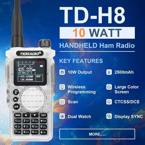 (4th Generation) TIDRADIO TD-H8 10Watt Ham Radio,APP Programming,Spectrum Analysis,SMS Message Text,Online Firmware Update,Version Switch,Multi-Band AM/FM/NOAA Weather Receiver Handheld Two Way Radio in Saudi Arabia
