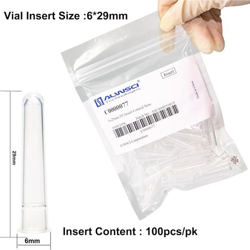 PEKYBIO 350ul قاعدة مخروطية مايكرو HPLC GC فيال PP إدراج لقارورة عينة تلقائية 2 مل، بولي بروبيلين، 6 * 29 مم، عبوة من 100 in Saudi Arabia