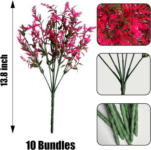 Orindnely Artificial Lavender Flowers10 Bundles UV Resistant Plastic Shrubs for Indoor/Outdoor Hanging Flowerpot and Windows Decorations Garden Decor（Purple） in Saudi Arabia