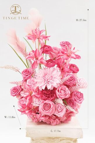 مجموعة زهور صناعية قائمة بذاتها من TINGE TIME مكونة من 2، قطعة مركزية للطاولة مع وسادة مطاطية، زهرة صناعية حريرية لمدخل الترحيب في الممر المركزي للزفاف (وردي أرجواني، قطعتان) in Kuwait