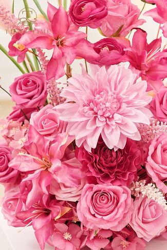 مجموعة زهور صناعية قائمة بذاتها من TINGE TIME مكونة من 2، قطعة مركزية للطاولة مع وسادة مطاطية، زهرة صناعية حريرية لمدخل الترحيب في الممر المركزي للزفاف (وردي أرجواني، قطعتان) in Kuwait