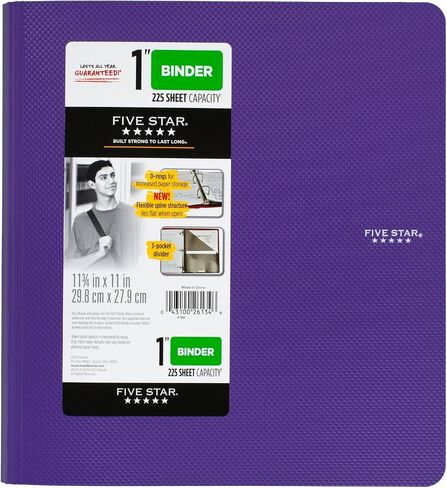 Five Star 1 Inch 3 Ring Binder, Plastic, Red (38896) in Saudi Arabia
