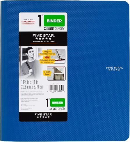 Five Star 1 Inch 3 Ring Binder, Plastic, Red (38896) in Saudi Arabia