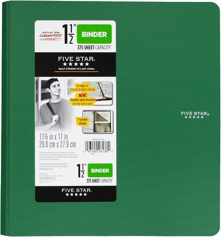 Five Star 1 Inch 3 Ring Binder, Plastic, Red (38896) in Saudi Arabia