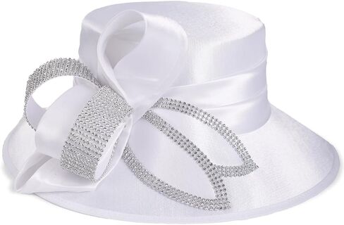 PGTEN Women Satin Dress Church Derby Hats w/Rhinestones - Elegant Headwear for Special Occasions in Saudi Arabia
