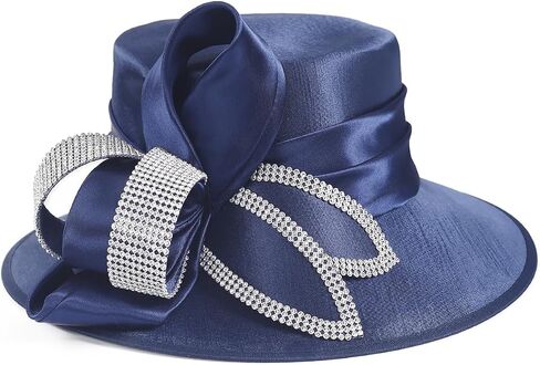 PGTEN Women Satin Dress Church Derby Hats w/Rhinestones - Elegant Headwear for Special Occasions in Saudi Arabia
