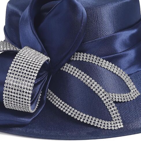 PGTEN Women Satin Dress Church Derby Hats w/Rhinestones - Elegant Headwear for Special Occasions in Saudi Arabia