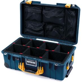 Pelican Air 1535 Carry-on Case by ColorCase - Deep Pacific Blue - Medium Size Waterproof Case with TrekPak Divider System & Mesh Lid Organizer - Black Handles & Latches in Kuwait