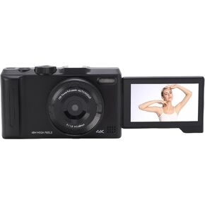 4K 48MP Digital Camera with 3.0" 180 Degree Flip Screen,18X Zoom, Vlogging Camera for Travel,USB Webcam Function (White) in Kuwait