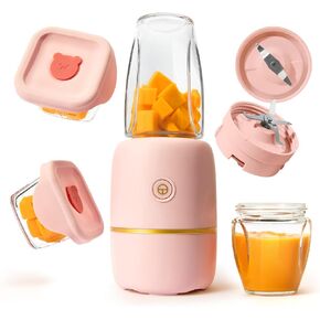 Bubble Blender, Baby Food Maker & Puree Blender with 2 Borosilicate Glass Cups, Compact Baby Bullet for Smoothies, Hands-Free One-Touch, 200W Motor, Cream in Saudi Arabia