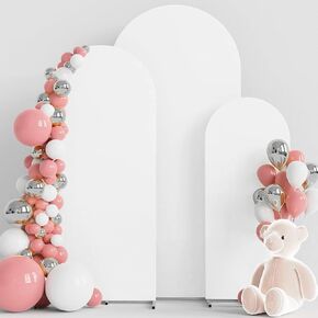 Arch Backdrop Cover, Wedding Arch Cover Spandex Fitted Cover for Photography Studio Stretchy Backdrop Cover for Birthday Baby Shower Ceremony Banquet (White+Beige, 4+5+6FT) in Saudi Arabia