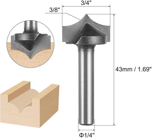 HARFINGTON قطعتان من رؤوس التوجيه المستديرة 3/8 بوصة نصف قطر 1/4 بوصة عرقوب 3/4 بوصة قطر القطع 2 فلوت مستدير فوق لقمة توجيه CNC لنحت 2D و3D أداة نقش الأعمال الخشبية in Saudi Arabia