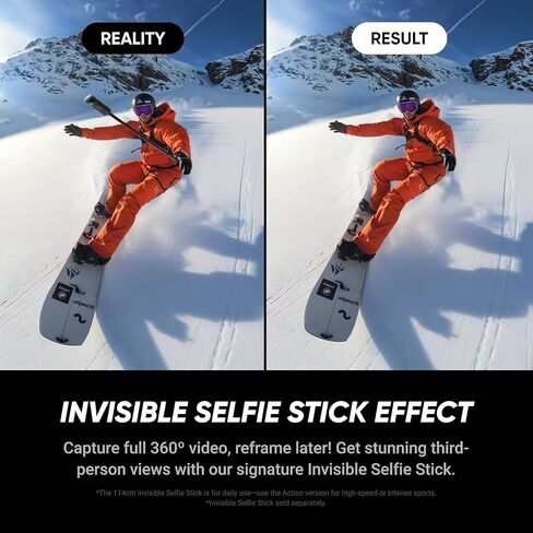 Insta360 X5 Skiing Bundle-8K مقاومة للماء 360 درجة مع مستشعرات 1/1.28 بوصة 48 ميجابكسل، فيديو 8K 360 HDR، 72 ميجابكسل، عدسة واحدة 4K | تتضمن الحزمة حامل عمود التزلج، عصا سيلفي غير مرئية، غطاء عدسة (بدون بطاقة) in Kuwait