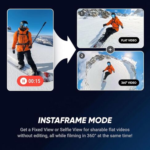 Insta360 X5 Skiing Bundle-8K مقاومة للماء 360 درجة مع مستشعرات 1/1.28 بوصة 48 ميجابكسل، فيديو 8K 360 HDR، 72 ميجابكسل، عدسة واحدة 4K | تتضمن الحزمة حامل عمود التزلج، عصا سيلفي غير مرئية، غطاء عدسة (بدون بطاقة) in Kuwait