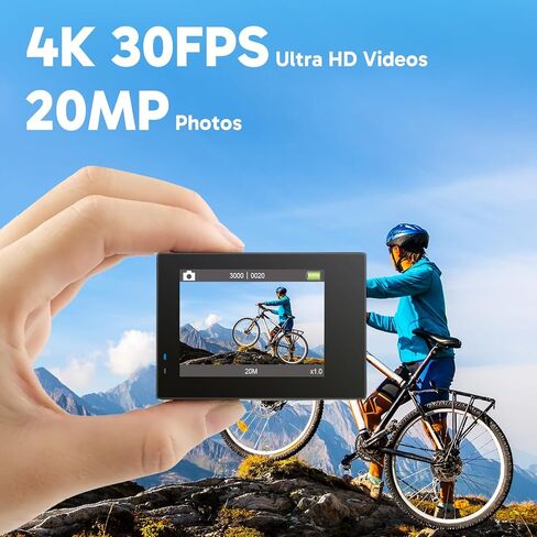 كاميرا AKASO Brave 4 Action مع بطاقة MicroSD U3 سعة 64 جيجابايت ومجموعة حامل ثلاثي القوائم لعصا سيلفي 60 سم in Kuwait
