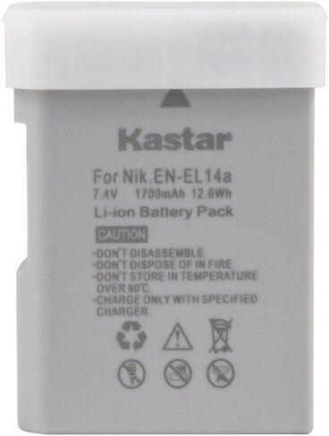 Kastar Battery for Nik EN-EL14a, EN-EL14, ENEL14A, ENEL14 EL14 & Nik Coolpix P7000 P7100 P7700 P7800, D3100, D3200, D3300, D3400, D5100, D5200, D5300 DSLR, Df DSLR, D5600 Camera in Saudi Arabia