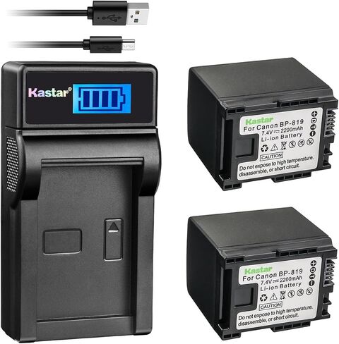 Kastar بطارية X2 و سليم LCD USB شاحن لكانون BP-819 VIXIA HF10 HF11 HF20 HF21 HF100 HF200 HF G10 HF M30 HF M31 HF M32 HF M40 M41 HF M300 M400 HF S10 S11 S20 S21 S30 S100 S200 HG20 HG21 HG30 XA10 in Saudi Arabia