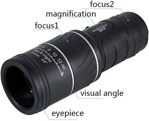 Monoculars for Adults High Power, 16 X 52 High Over Binoculars Telescope Monocular 66 / 8000M Plastic Binoculars Outdoor Black Outdoor Sports Telescope Binoculars in Saudi Arabia