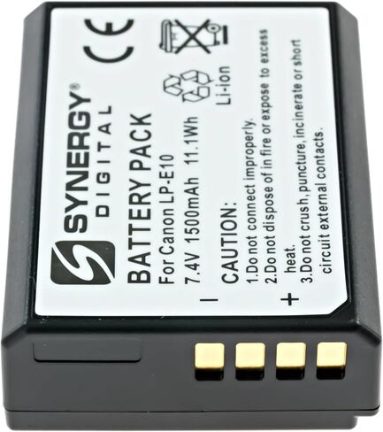 بطارية كاميرا رقمية Synergy، متوافقة مع كاميرا Canon DS126621 الرقمية، (ليثيوم أيون، 7.4 فولت، 1500 مللي أمبير) سعة عالية للغاية، بديلة لبطارية Canon LP-E10 in Saudi Arabia