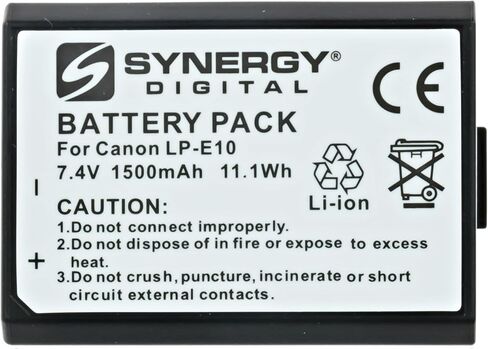 بطارية كاميرا رقمية Synergy، متوافقة مع كاميرا Canon DS126621 الرقمية، (ليثيوم أيون، 7.4 فولت، 1500 مللي أمبير) سعة عالية للغاية، بديلة لبطارية Canon LP-E10 in Saudi Arabia