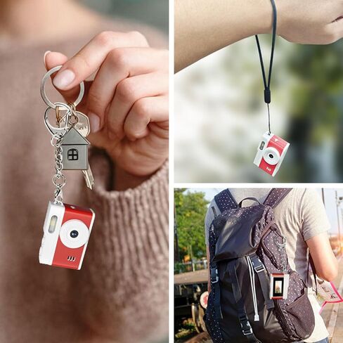 كاميرا Diydeg Mini Keychain، 0.96 بوصة 1080 بكسل 12 ميجابكسل كاميرا رقمية قديمة مع ضوء فلاش LED، شاشة ملونة، كاميرا فيديو صغيرة عتيقة الحركة، محمولة (أسود برتقالي) in Kuwait