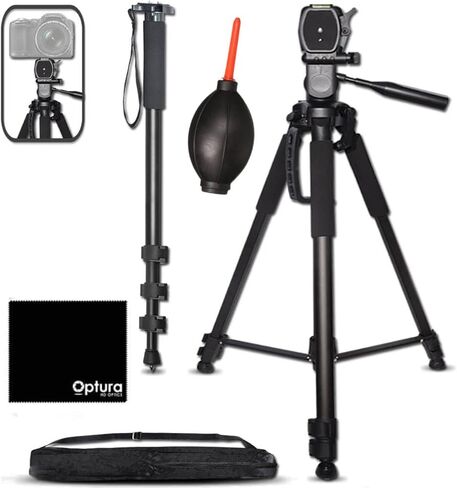 Pro Grade 75 inch Tripod + 72 inch Pro Monopod W/Convenient Carrying Case for for Nikon D750 Nikon D7200, D7100, D7000, D5300, D5200, D5100, D3300, D3200, D3100, D810, D800, D610, D600, 1 V1, D4, D4S, in Saudi Arabia