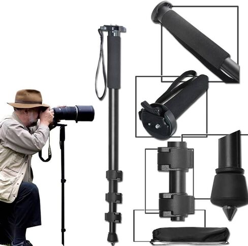 Pro Grade 75 inch Tripod + 72 inch Pro Monopod W/Convenient Carrying Case for for Nikon D750 Nikon D7200, D7100, D7000, D5300, D5200, D5100, D3300, D3200, D3100, D810, D800, D610, D600, 1 V1, D4, D4S, in Saudi Arabia