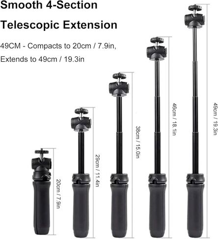 Yoidesu Camera Tripod with Magnetic Camera Mount, 4 Sections Extenable Foldable Selfie Stick with 360 Degree Ball Head, Compatible with Osmo Action 5 Pro/4/3 in Saudi Arabia