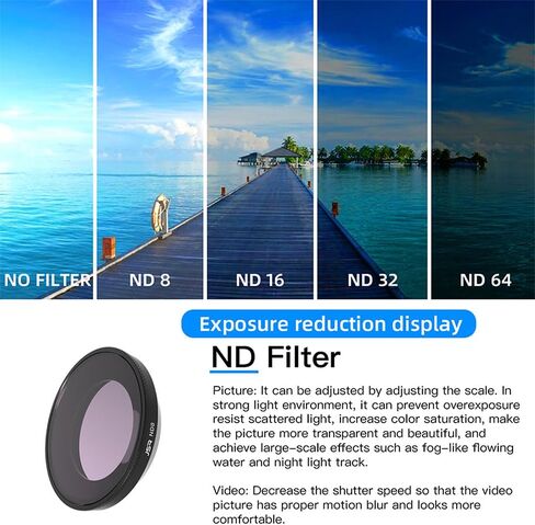 Filter Set for Insta360 Go Ultra,Wide-Angle/CPL/Neutral Density Multi Coated HD Glass Filters 5 Pack-(Wide-Angle,CPL,ND8, ND16, ND32) in Kuwait