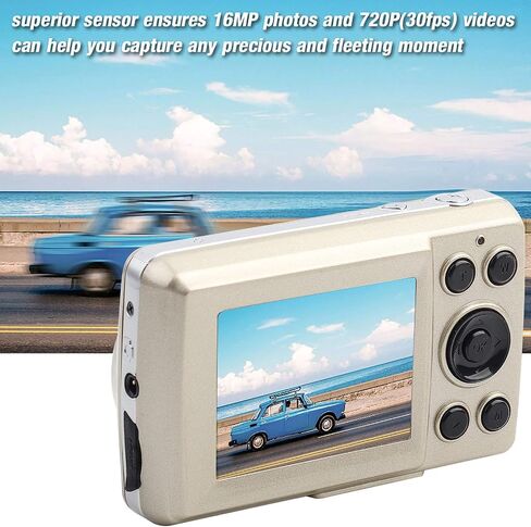 TOPINCN Digital Camera Recorder, Digital Video Camera 2MP 720P 30FPS Vlogging Camera 16X Zoom Mini for Outdoor(Gold) in Saudi Arabia