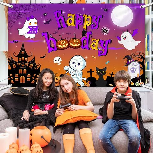 عيد الهالوين بودي عيد ميلاد خلفية راية الهالوين Spooktacular لطيف شبح موضوع ديكور للبنين بنات استحمام الطفل حفلة عيد ميلاد زينة صور استوديو الدعائم ديكور لوازم 70.8x43.3 بوصة in Saudi Arabia