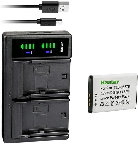 Kastar 1-Pack SLB-0837B Battery and LTD2 USB Charger Replacement for Samsung SLB-0837B SLB-0837(B) Battery, Samsung Digimax NV8, Digimax NV10, Digimax NV15, Digimax NV20, Digimax SL201 Camera in Saudi Arabia